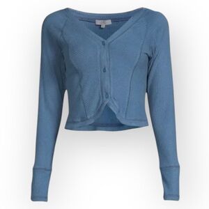 Area Stars Ribbed Boyfriend Button Front Crop Top NWT Large